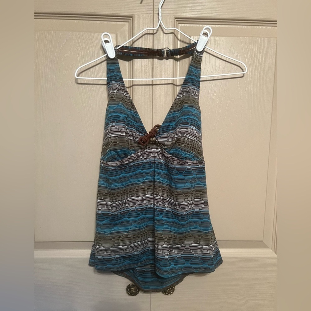 Tropical Escape Blue Sleeveless Tie Front Tank Top